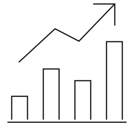Black Bar chart with positive arrow